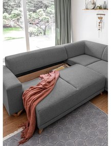 Szürke kinyitható-tárolóhelyes sarokkanapé (jobb oldali-L alakú) Classy Sophie – Miuform