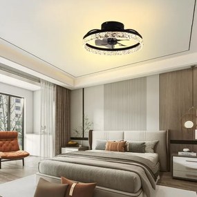 LED Dimmelhető mennyezeti lámpa ventilátorral LED/35W/230V 3000-6500K fekete + távirányító