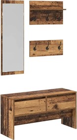 vidaXL Előszoba bútorkészlet fiókkal polcokkal 4 pcs Öreg fa Faanyag