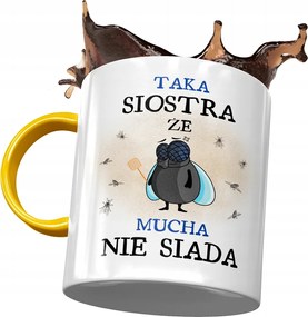 Sárga Bögre Nővérnek Születésnapra Ajándék Nyomtatott Fotóval