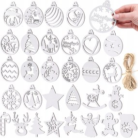 Karácsonyfa Bombák Fából fehér Karácsonyi Dekorációk Medálok 30db Lengyel