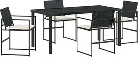 vidaXL Kert étkező szett 5 pcs Fekete Porszórt acél