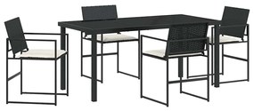 vidaXL Kert étkező szett 5 pcs Fekete Porszórt acél