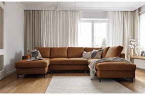 Narancssárgásbarna kordbársony kinyitható sarokkanapé (jobb oldali) Lofty Lilly – Miuform