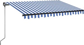 vidaXL kék és fehér kézzel kihúzható LED-es napellenző 350 x 250 cm