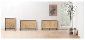 Fekete-natúr színű magas komód tölgyfa dekorral 80x103 cm Seaford – Actona