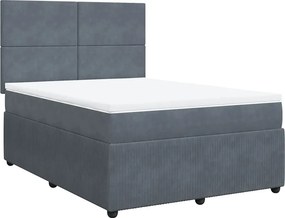 vidaXL sötétszürke bársony rugós ágy matraccal 140x190 cm