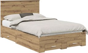 vidaXL Ágykeret fejtámlával fiókkal Artisan tölgy 120 x 190 cm Faanyag