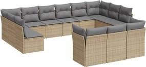 vidaXL 13 részes bézs polyrattan kerti ülőgarnitúra párnákkal