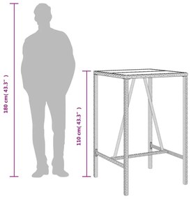 barna polyrattan kültéri bárasztal 70 x 70 x 110 cm