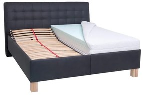 VIOLET kárpitozott ágy ágyneműtartóval, matrac nélkül, 160x200 cm, antracit