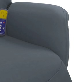 sötétszürke bársony dönthető masszázsfotel lábtartóval