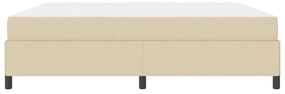 Boxrugós ágy Krém és fekete 200 x 200 cm Textil és mérnöki fa