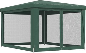 Zöld HDPE rendezvénysátor 4 hálós oldalfallal 3x4 m