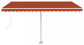 narancs-barna kézzel kihúzható póznás napellenző 450 x 300 cm