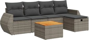 vidaXL 6 részes szürke polyrattan kerti ülőgarnitúra párnákkal