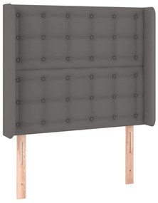 szürke műbőr fejtámla szárnyakkal 83x16x118/128 cm