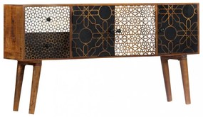 tömör mangófa tálalószekrény nyomtatott mintával 130x30x70 cm