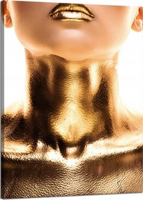 Vászonkép Nő Arany Nyak és Száj Művészet 50x70 cm