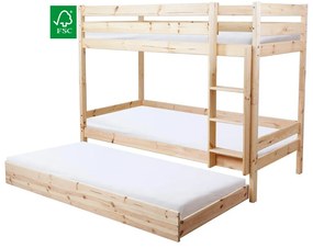 Gyerek emeletes ágy 90 cm Braceaba (tömör fenyőfa) (ágyráccsal). 1116246