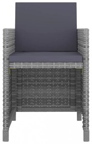 9 részes antracitszürke polyrattan étkezőszett párnákkal