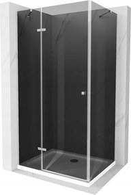 Mexen Roma, zuhanykabin csuklós ajtóval 90 (ajtó) x 100 (fal) cm, 6mm szürke üveg, króm profil + vékony zuhanytálca fehér + króm szifon, 854-090-100-…