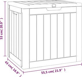 vidaXL fekete polipropilén kerti tárolóláda 55,5x43x53 cm