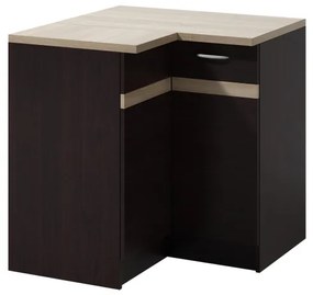 Konyhai Alsószekrény, Sarokelem (Bal) Sötét Sonoma Színben. LIVIA LV-12/D 90 N