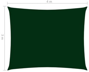 vidaXL sötétzöld téglalap alakú oxford-szövet napvitorla 3 x 4 m