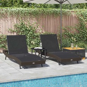 Napágyak 3 pcs Barna 40 x 40 x 40.5 cm polirattan