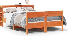 vidaXL viaszbarna tömör fenyőfa ágy matrac nélkül 135 x 190 cm