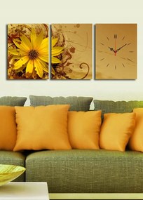 3 részes díszes falióra Klota sárgásbarna