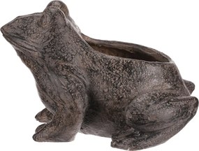 Magnézium virágtartó béka formában fémhatású bézs-szürke