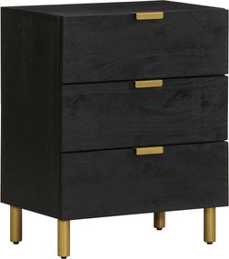 vidaXL fekete tömör szerelt fa éjjeliszekrény 50 x 33 x 62 cm