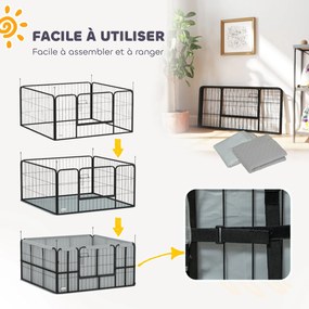 PawHut Kutyaszülő Box, Kutyaszülő Készlet Zárható Ajtóval, Oxford 600D Anyag, Mosható Pad, Kutyafogadó, Acél, 122 x 122 x 60 cm, Fekete | Aosom