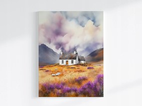 Poszter Tájkép Skócia Highland Hegyek Ház Hanga Juh 75x100