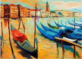 Kép - Velencei kikötő  (üvegen) (70x50 cm)