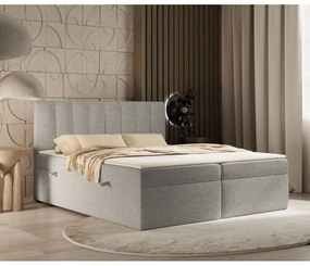 Világosszürke ágyneműtartós boxspring ágy 160x200 cm Novento – Maison de Rêve