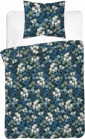 Szatén ágyneműhuzat 140x200 sötétkék-fehér virágos Satin Stories