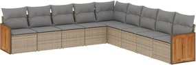 vidaXL 9 részes bézs polyrattan kerti ülőgarnitúra párnákkal