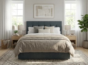 Kárpitozott boxspring ágy DIRELIS VIBE 140x200 cm sötétszürke Matrac: Bonell rugós matrac
