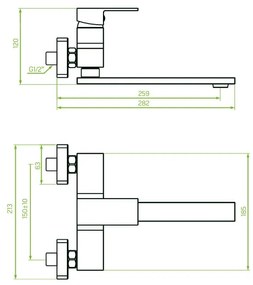 Laveo Kvadrato, konyhai csaptelep h-120, fekete, LAV-BLQ_780D