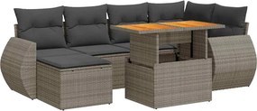 vidaXL 7 részes szürke polyrattan kerti ülőgarnitúra párnákkal