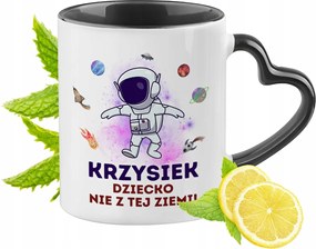 Fekete Bögre Szív Alakú Füllel Kristófnak Ideális Ajándék