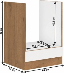 Mosogató szekrény, VEGA 60 D GAZ BB fehér magasfényű HG/ lancelot tölgy