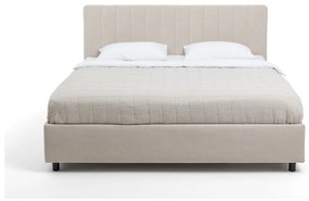 Bézs színű, kárpitozott franciaágy tárolóhelyiséggel, matraccal/ráccsal 180x200 cm Myra Slim Line - Bonami Selection