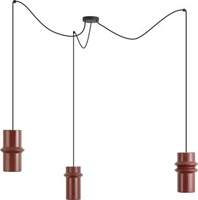 Retro függőlámpa piros, fekete színnel, 3-lámpás - Monti