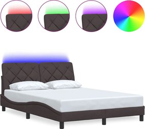 vidaXL sötétbarna szövet ágykeret LED-es matrac nélkül 140 x 200 cm