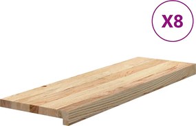vidaXL 8 db tömör tölgyfa lépcsőfokok kezeletlen 80x25x2 cm