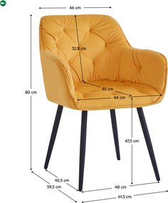 Dizájnos fotel, sárga Velvet szövet, FEDRIS NEW